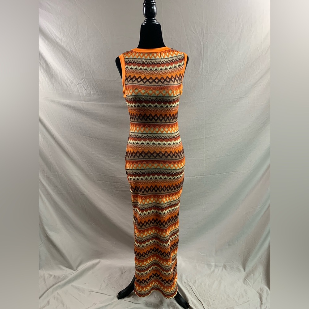 Knit Geo Print Split Thigh Tank Dress - Picture 6 of 6